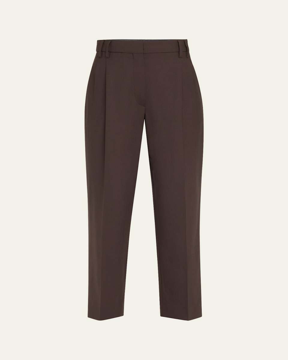 Slouchy Pleated Tropical Luxury Wool Pants